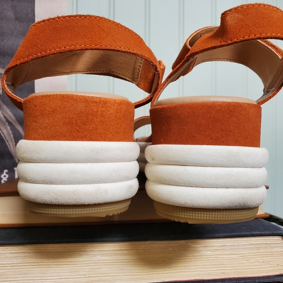 SOREL Cameron Flatform Suede Sports Sandals-Desert Sun & Chalk- Women’s Size 8.5 - Picture 7 of 12